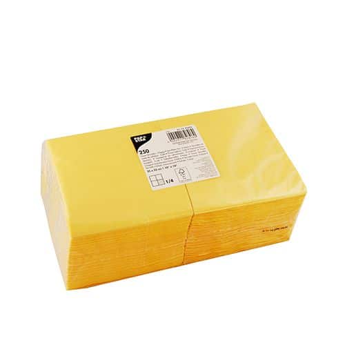 Serwetki żółte 3-warstwowe, składane 1/4,  25 cm x 25 cm, opakowanie 250 sztuk