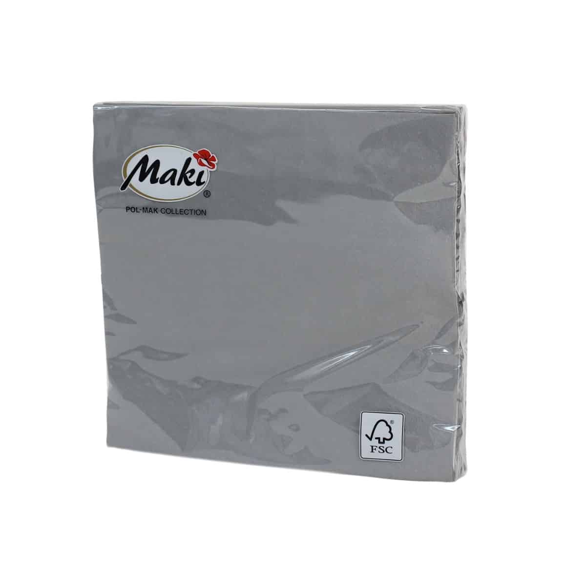 Serwetki 33x33 MAKI UNICOLOUR szare 0031 00 op. 20 sztuk