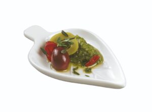 Finger food porcelana talerzyk liść Biały