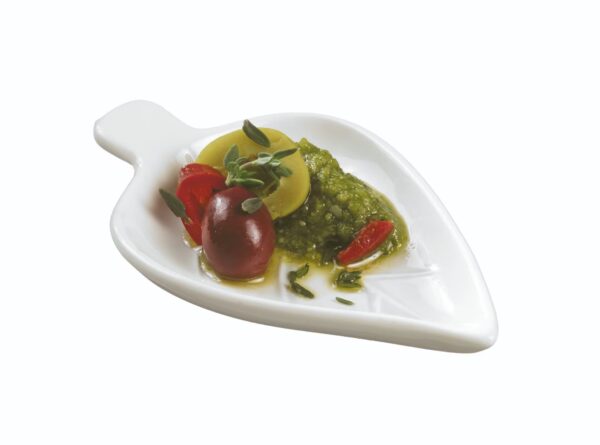 Finger food porcelana talerzyk liść Biały