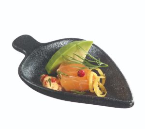 Finger food porcelana talerzyk liść Czarny