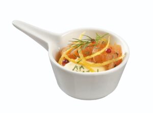 Finger food porcelana pucharek okrągły z uchwytem Biały